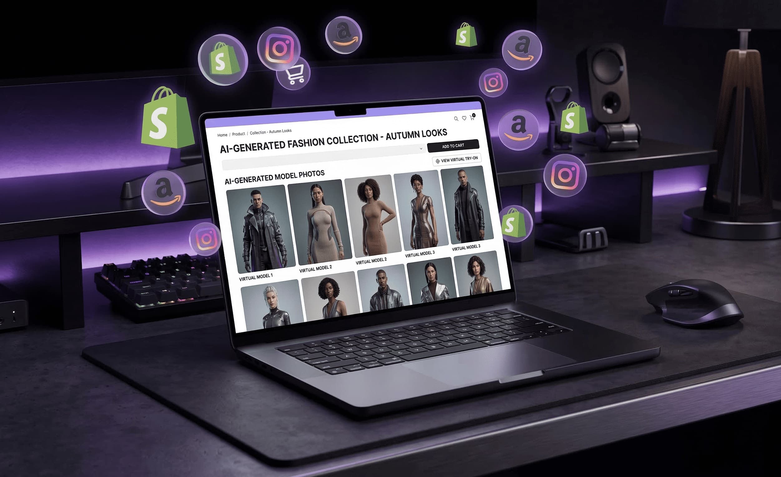 ApparelAI Studio platform integrations including Shopify, Amazon, WooCommerce, Etsy