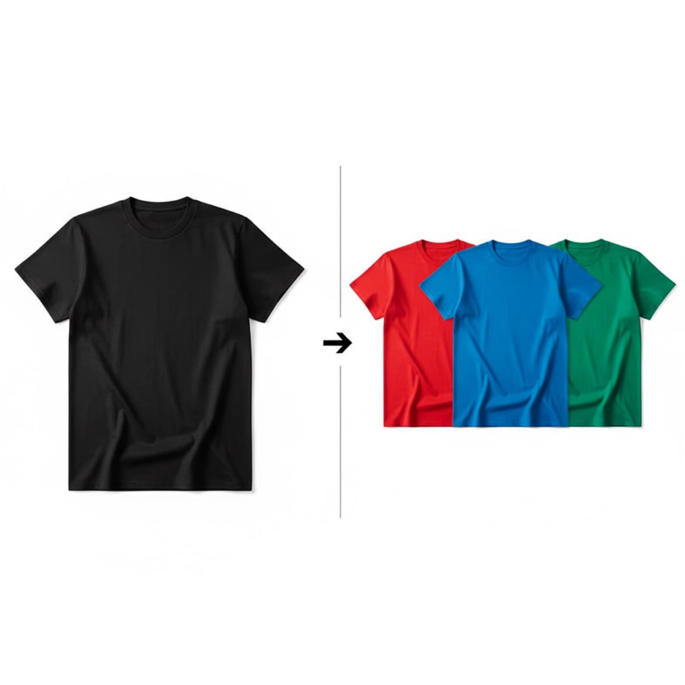 AI Color Variation showing same t-shirt rendered in multiple colorways
