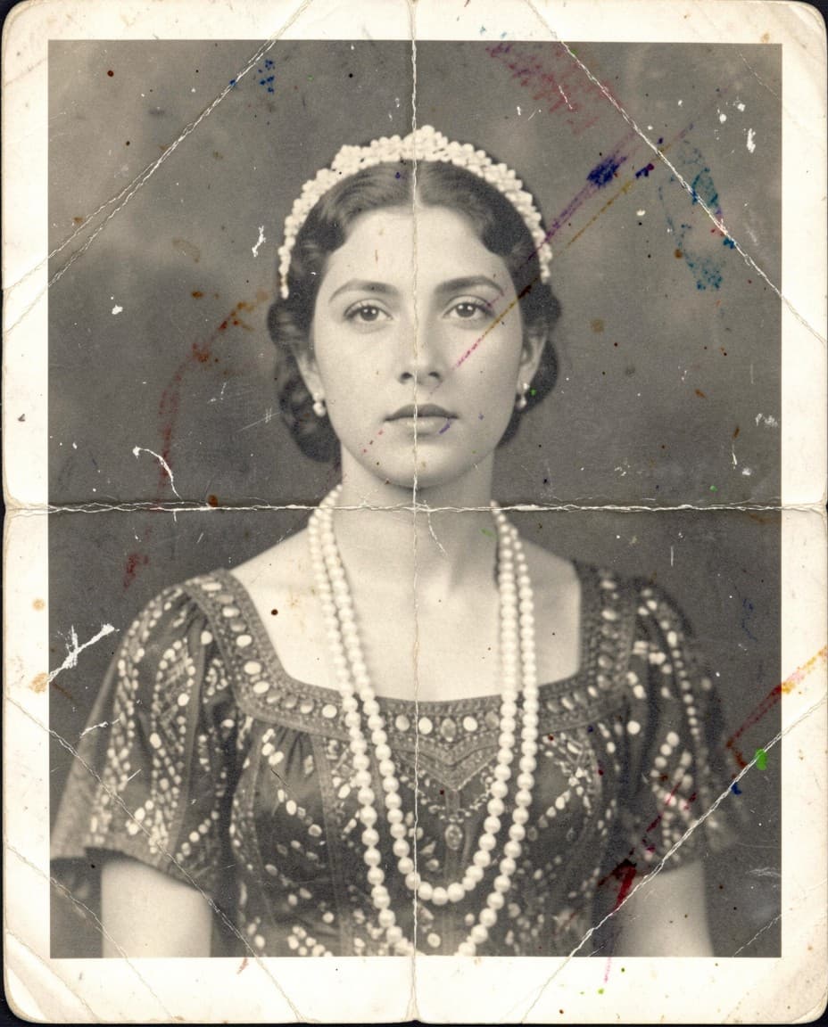 Before: 1920s black and white portrait restored with AI