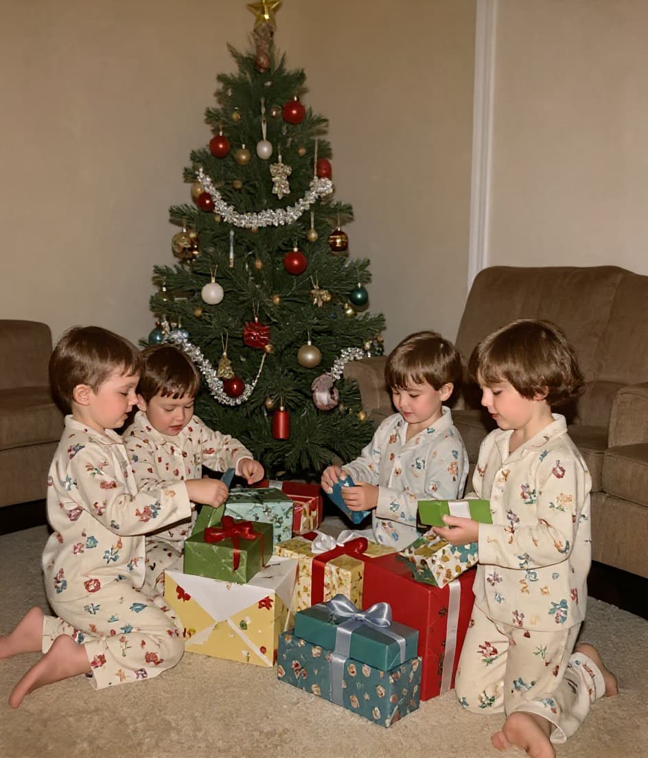 After: Old Christmas family photo restored with AI