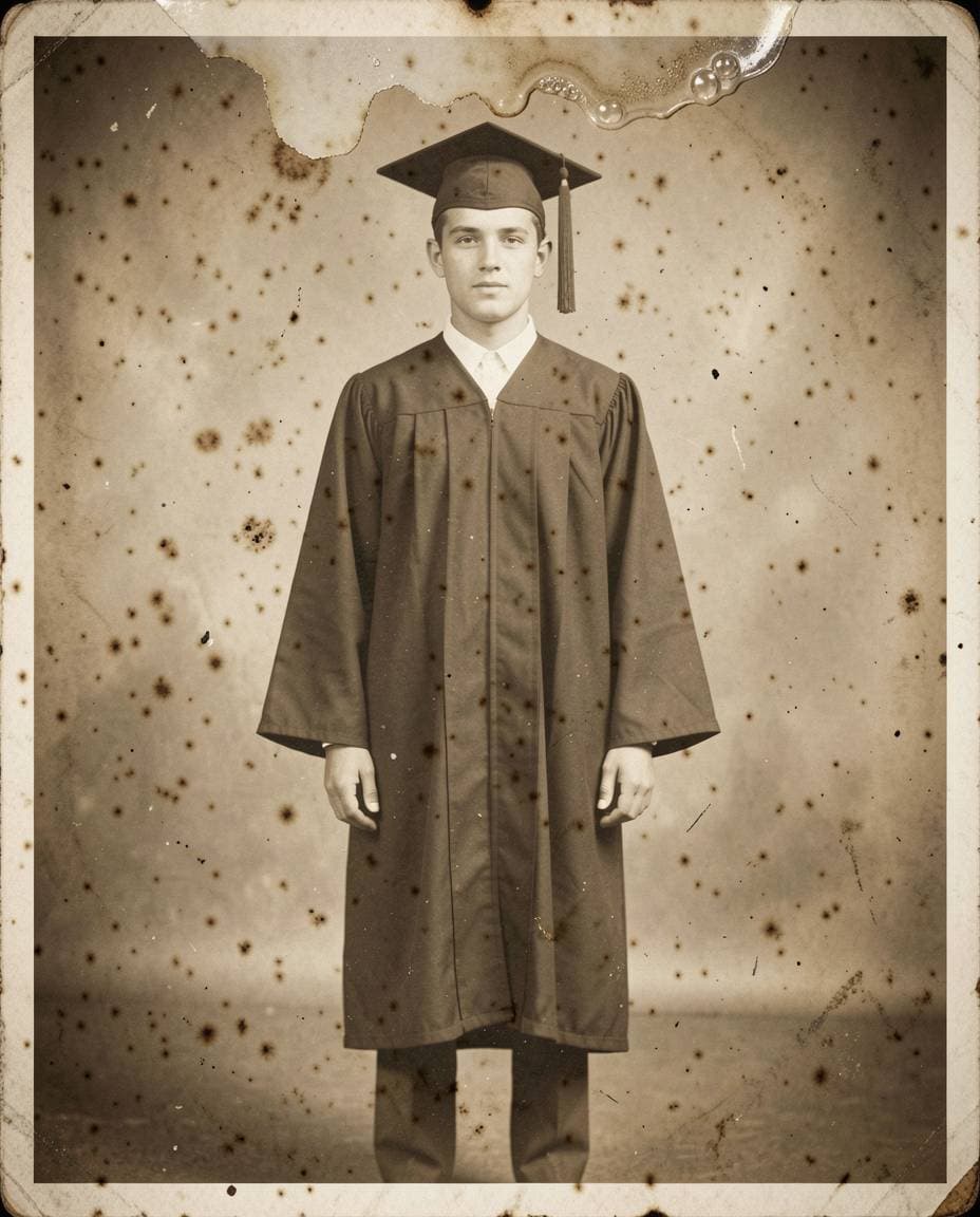 Before: Old graduation photo restored with AI