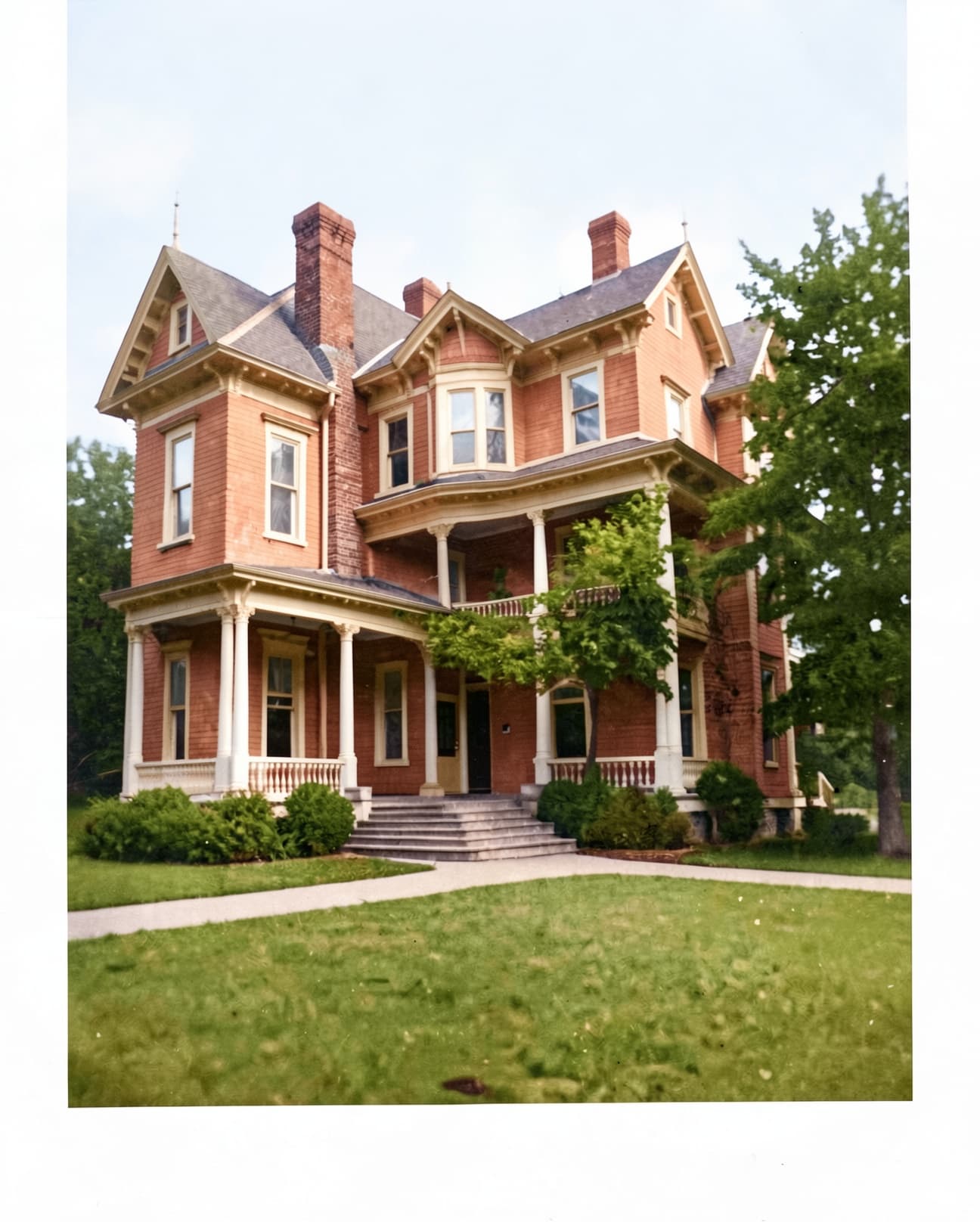 After: Old 1920s house photo restored with AI