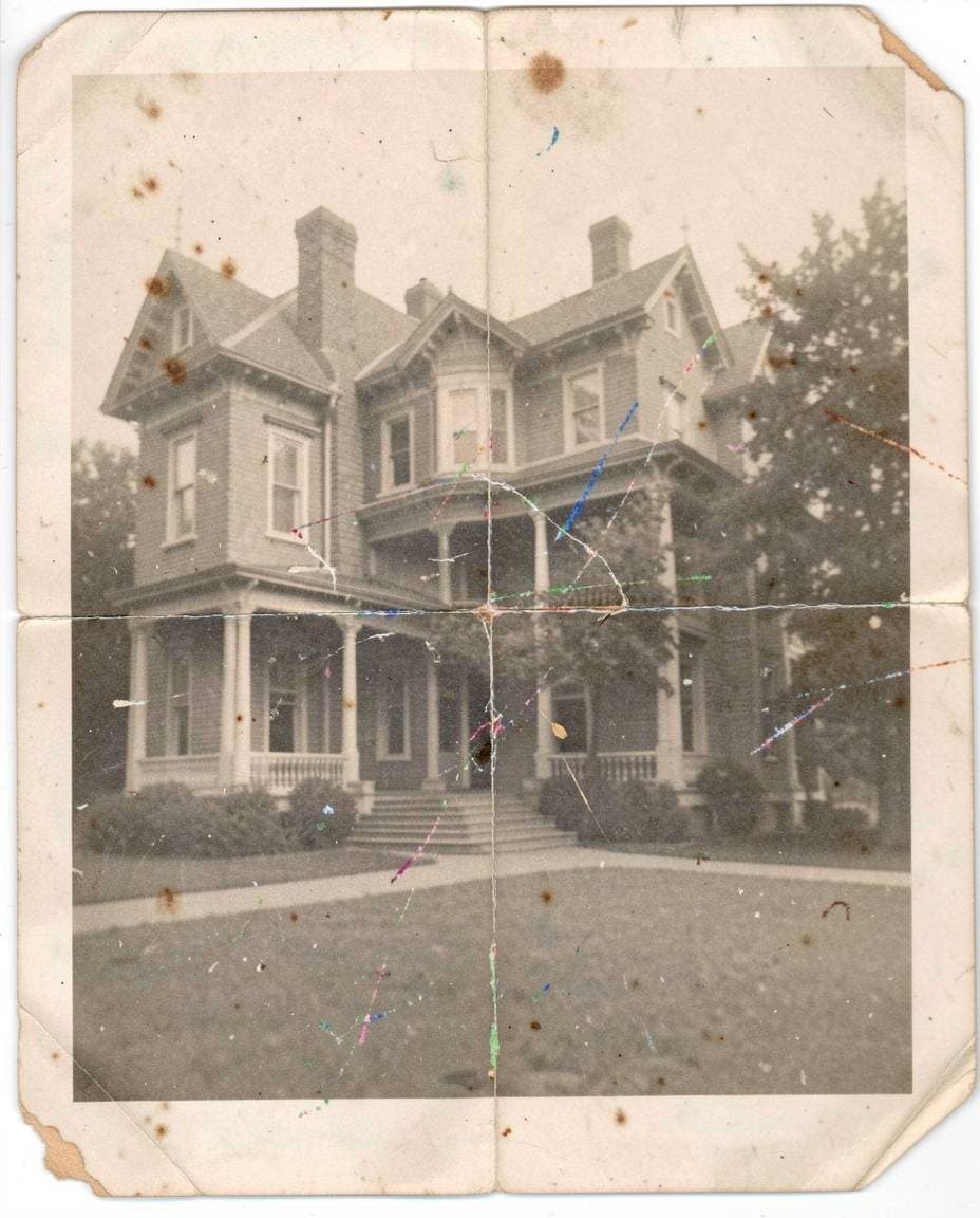 Before: Old 1920s house photo restored with AI