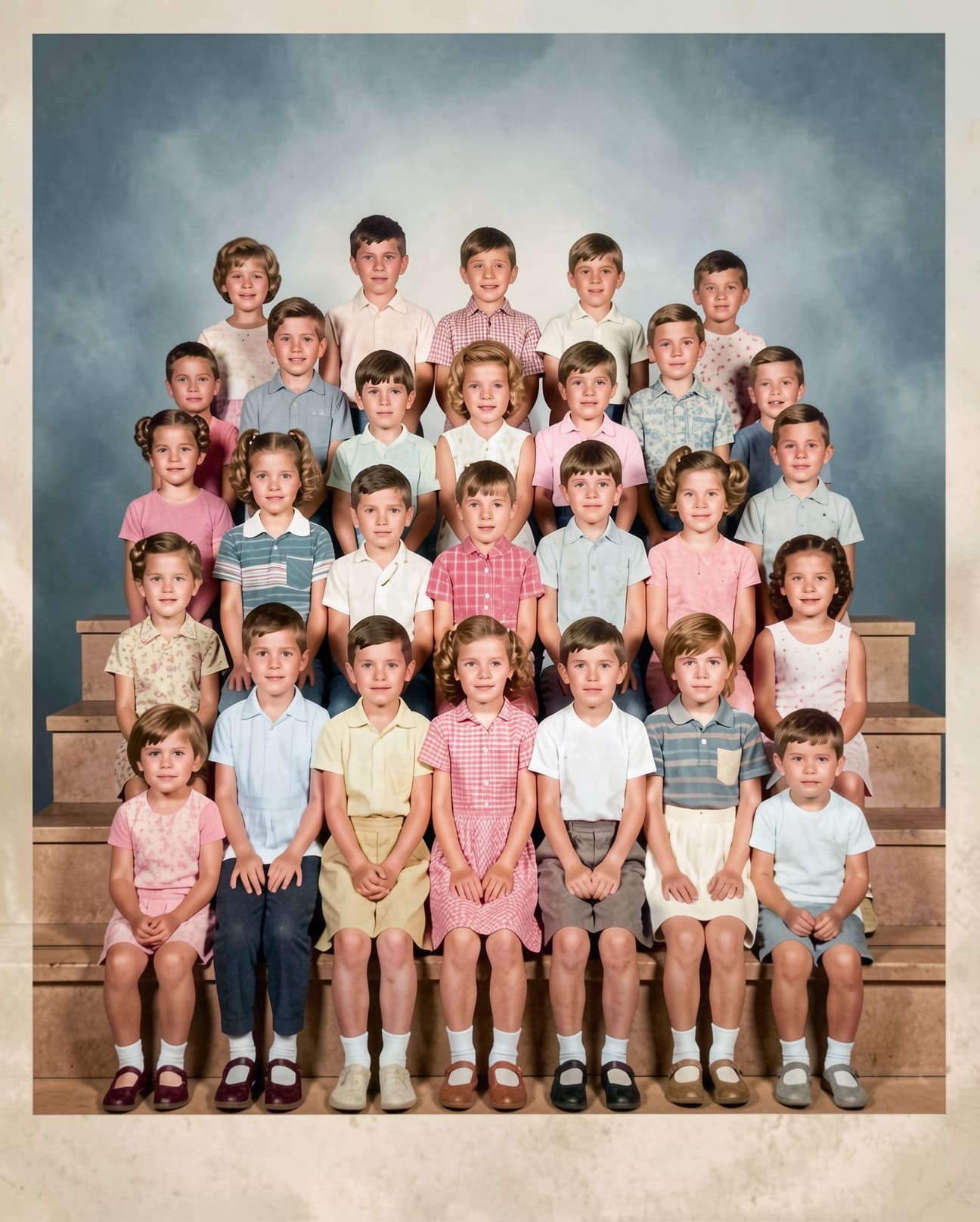 After: Old school class photo restored with AI